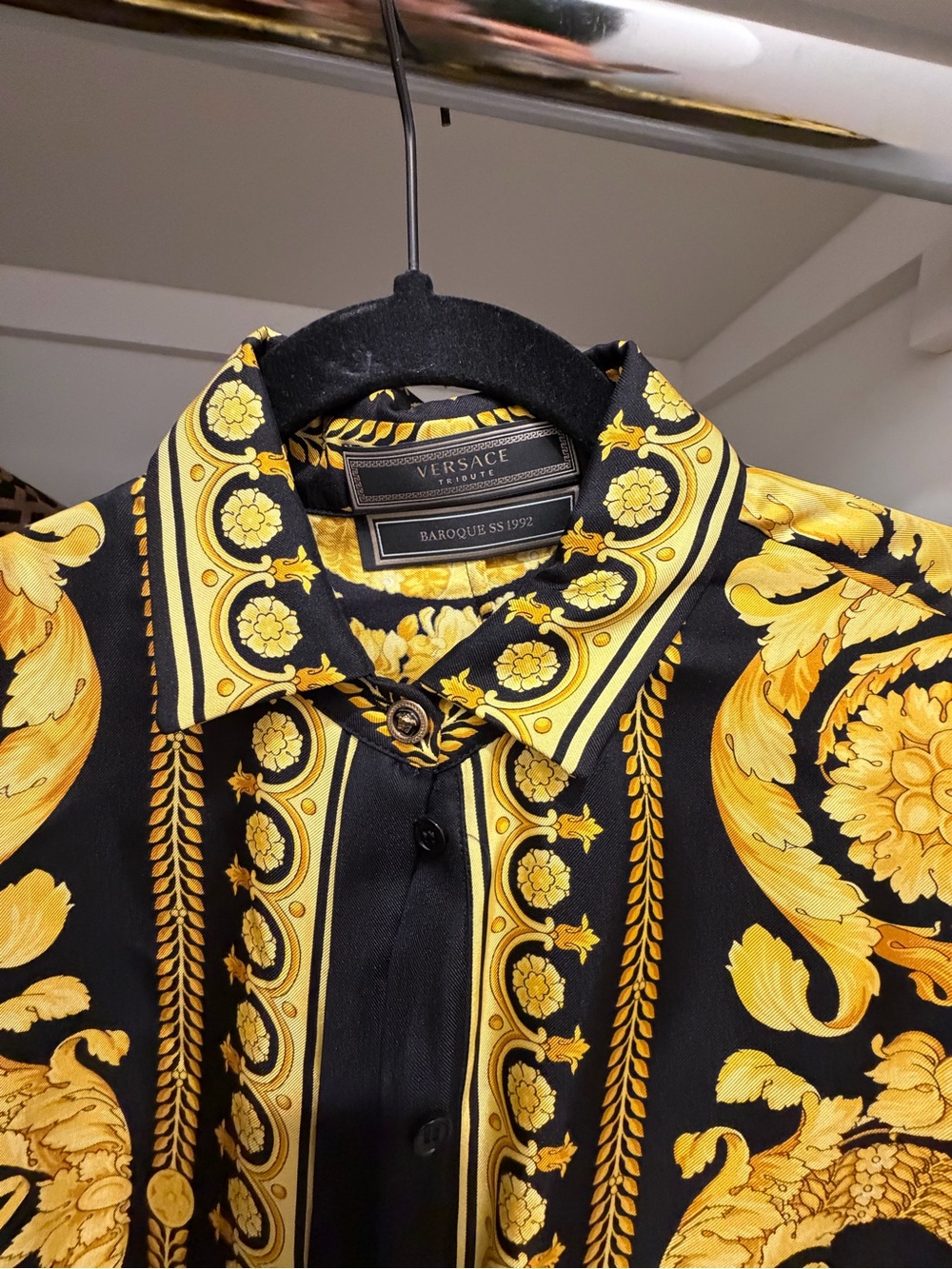 Versace Baroque Silk Shirt & Pants Set in Black and Gold - Picture 2 of 3